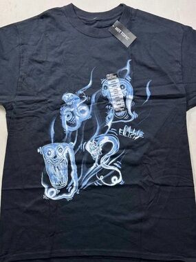 LG Black Short Sleeve Tee with Blue Abstract Graphic